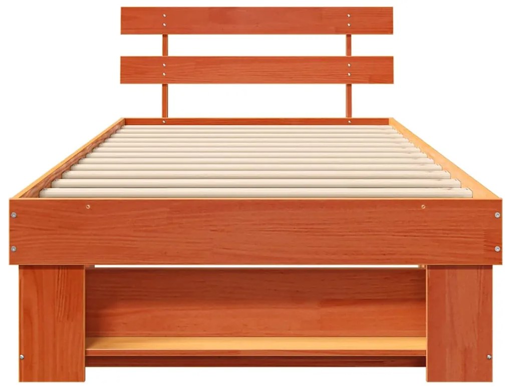 vidaXL Σκελετός Κρεβατιού Κερωτό καφέ 90 x 200 cm Στερεά ξυλεία πεύκου