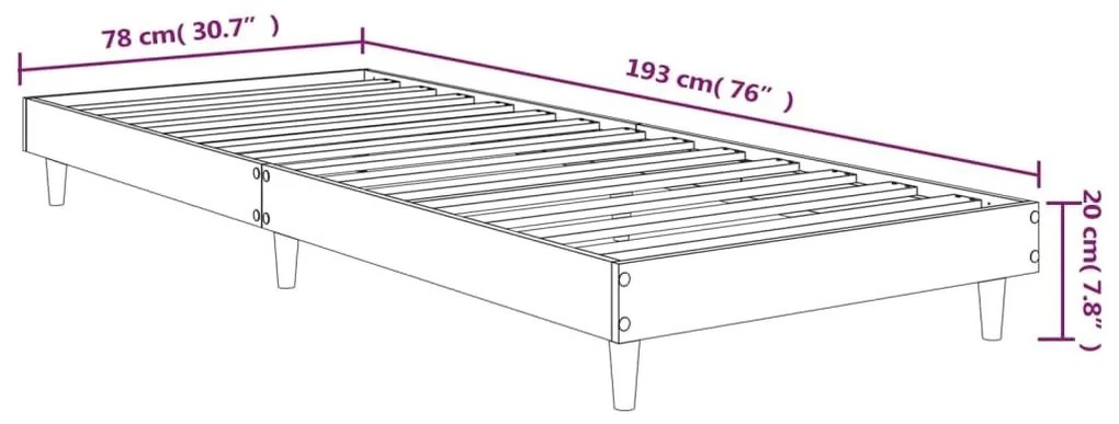 Πλαίσιο Κρεβατιού Χωρ. Στρώμα Καφέ Δρυς 75x190εκ Επεξ. Ξύλο - Καφέ