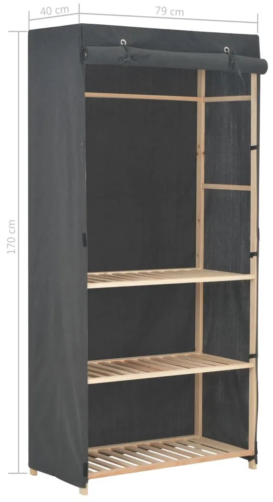 vidaXL Ντουλάπα με 3 Ράφια Γκρι 79 x 40 x 170 εκ. Υφασμάτινη