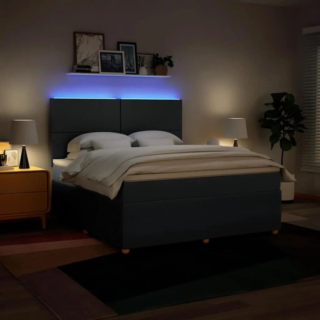 vidaXL Κρεβάτι Boxspring με Στρώμα Μπλε 180x200 εκ. Υφασμάτινο