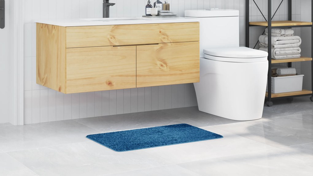 vidaXL Πατάκι Μπάνιου Ορθογώνιο Μπλε 50x80 εκ. Πολυπροπυλένιο Αντιολισθητικό