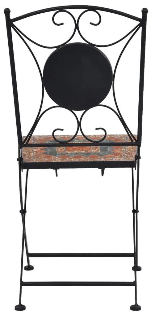 Καρέκλες Bistro «Μωσαϊκό» 2 τεμ. Πορτοκαλί / Γκρι - Πορτοκαλί