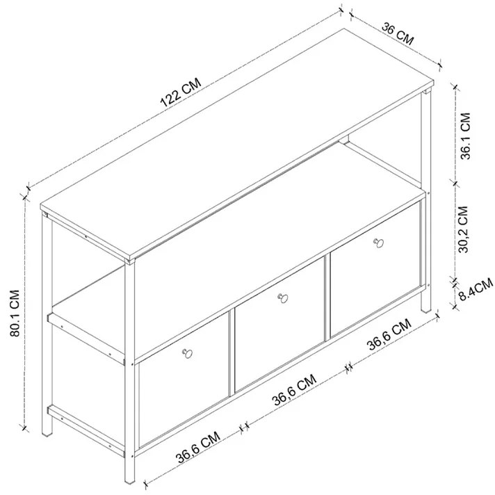 ΜΠΟΥΦΕΣ MARS MEGAPAP ΧΡΩΜΑ RUSTIC ΚΑΡΥΔΙ 122X36X80,1ΕΚ.