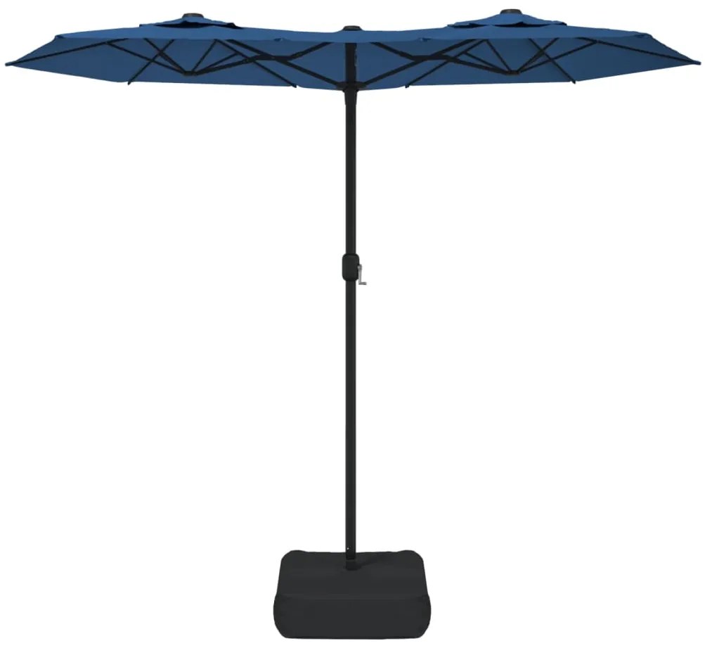 vidaXL Ομπρέλα Κήπου με Διπλή Κορυφή και LED Αζούρ Μπλε 316x145 εκ.