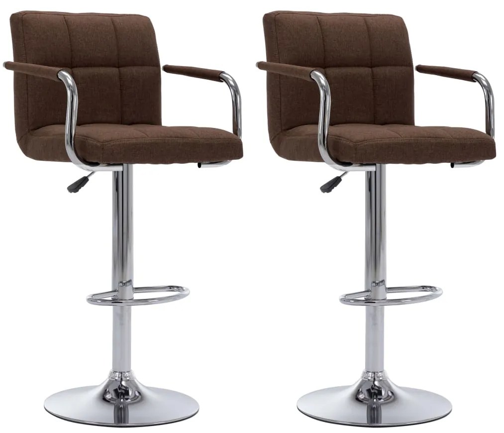 vidaXL Καρέκλες Μπαρ 2 τεμ. Καφέ Υφασμάτινες