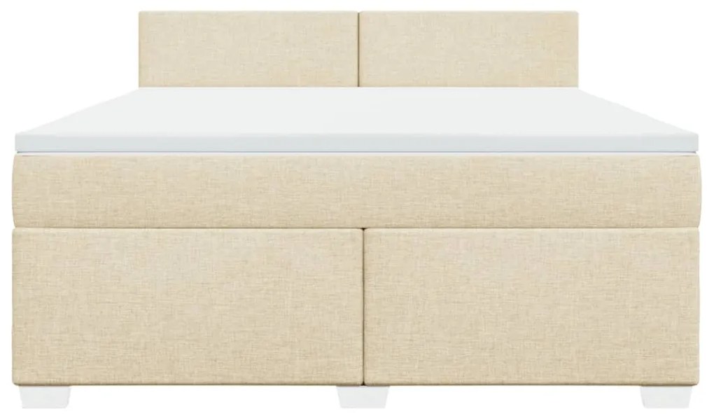 vidaXL Κρεβάτι Boxspring με Στρώμα Κρεμ 180x200 εκ. Υφασμάτινο