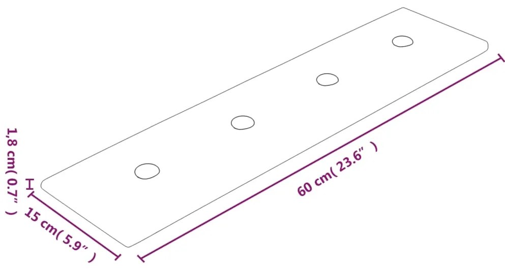 Πάνελ Τοίχου 12 τεμ. Γκρι 60 x 15 εκ. 1,08 μ² Συνθετικό Δέρμα - Γκρι