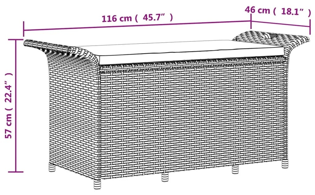 ΠΑΓΚΑΚΙ ΚΗΠΟΥ ΜΕ ΜΑΞΙΛΑΡΙ ΜΑΥΡΟ 116X46X57 ΕΚ. ΑΠΟ ΣΥΝΘ. ΡΑΤΑΝ 363420