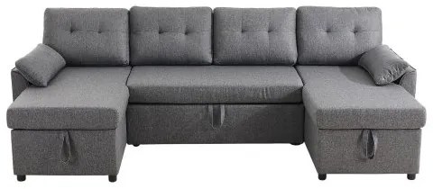 VEVOR U Shaped Sofa Bed 6-Seat Convertible Sleeper Sofa Bed Double Chaise Gray