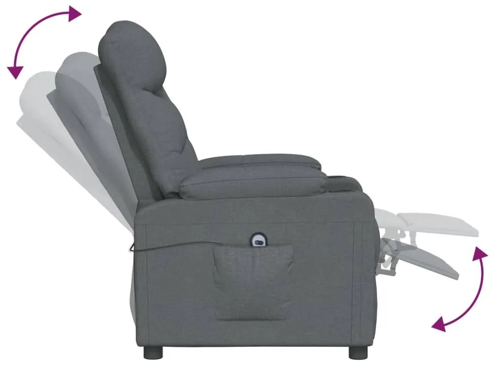 vidaXL Πολυθρόνα Ανακλινόμενη Ηλεκτρική Σκούρο Γκρι Υφασμάτινη