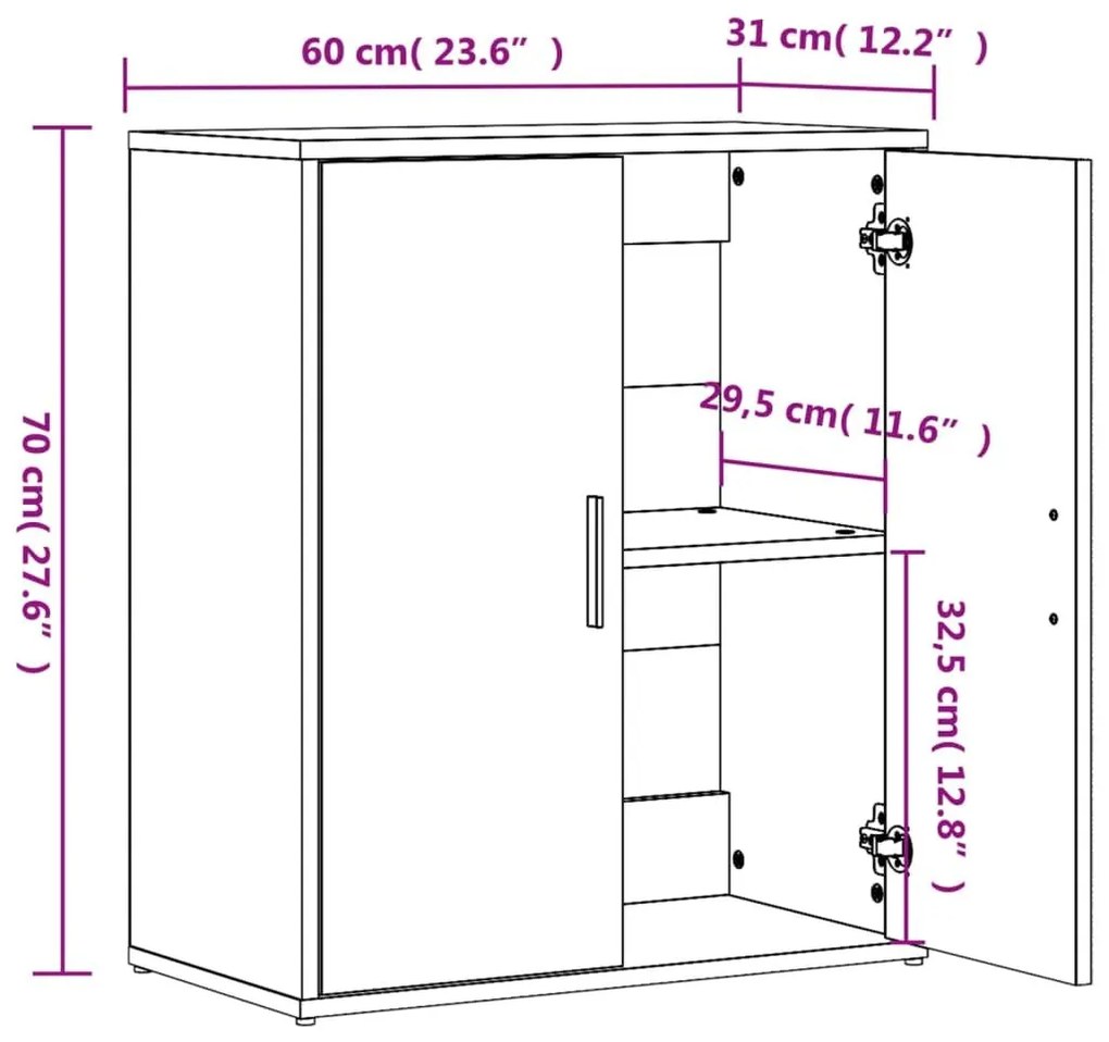 Βοηθητικό Ντουλάπι Καπνιστή Δρυς 60x31x70εκ. Επεξεργασμένο Ξύλο - Καφέ