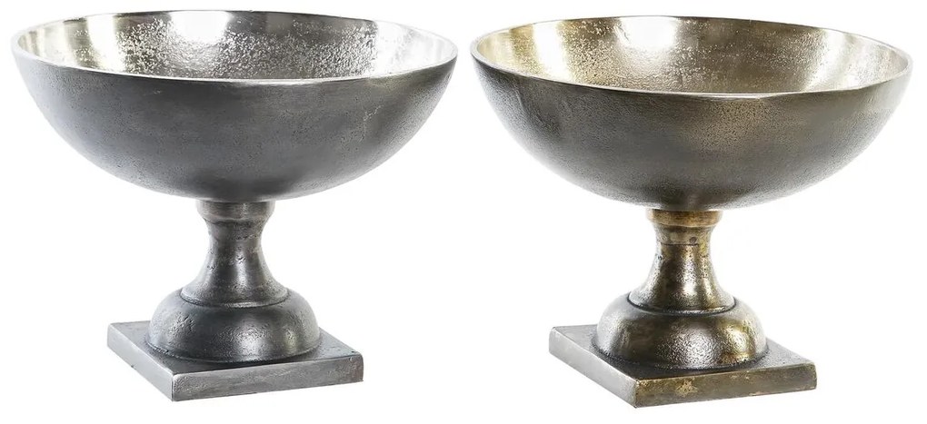 Κεντρικό Τραπεζιού DKD Home Decor Χρυσό Ασημί Αλουμίνιο 25 x 25 x 19 cm (x2)