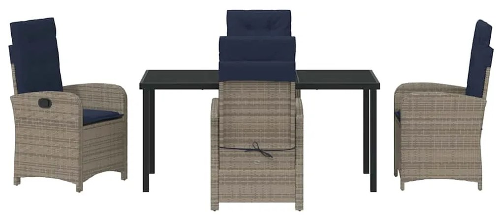 vidaXL Σέτ φαγητού για κήπο με μαξιλάρι 5 pcs Γκρι συνθετικό ρατάν