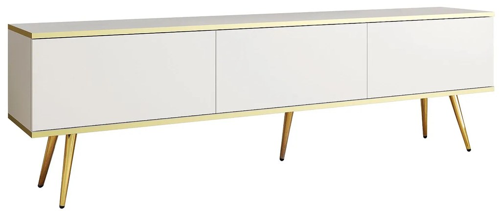 Lh-homefurniture Έπιπλο τηλεόρασης ORO  Λευκό+ Χρυσό 175x53x32cm P_ORO_BTVb+GL