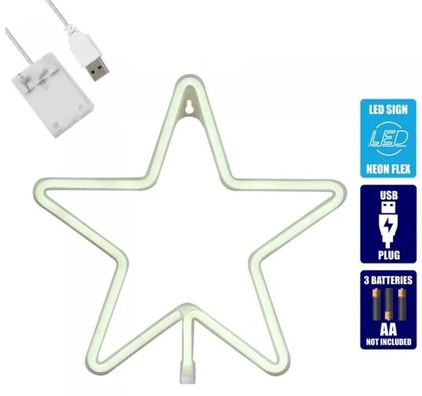 Διακοσμητικό Φωτιστικό Neon Led Ψυχρό Λευκό Star 78584 Globostar 78584 Λευκό