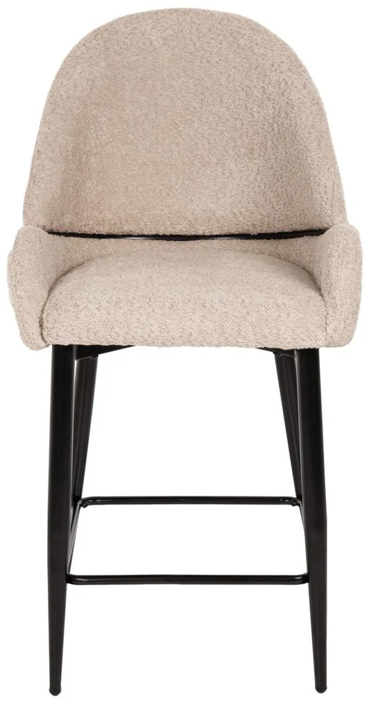 Σκαμπό μπαρ Μεσαίου Ύψους SARKY Ύφασμα Μπουκλέ Εκρού και Μαύρο Μεταλλικά Πόδια 55x62x105Yεκ. 2αδα 55x62x105 εκ.