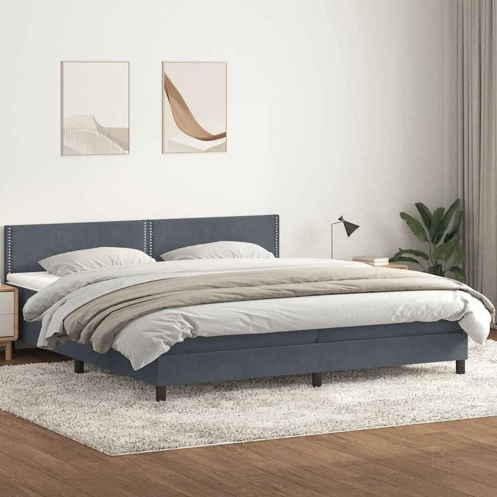 BOX SPRING ΚΡΕΒΑΤΙ ΜΕ ΣΤΡΩΜΑ ΣΚΟΥΡΟ ΓΚΡΙ 180X220 ΕΚ. ΒΕΛΟΥΔΙΝΟ 3316174