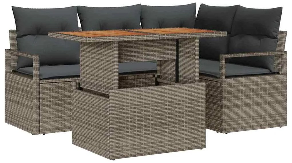 vidaXL Σέτ φαγητού για κήπο 5 pcs Γκρι, Καφέ 100 x 55 x 73 εκ