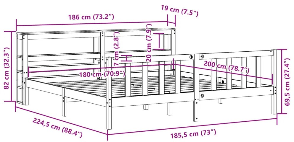 ΠΛΑΙΣΙΟ ΚΡΕΒΑΤΙΟΥ ΜΕ ΚΕΦΑΛΑΡΙ 180X200 ΕΚ ΜΑΣΙΦ ΞΥΛΟ ΠΕΥΚΟΥ 3305782