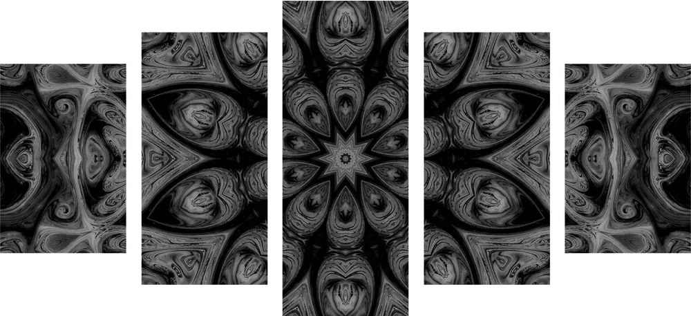 Εικόνα 5 μερών υπνωτικό Mandala σε ασπρόμαυρο - 200x100