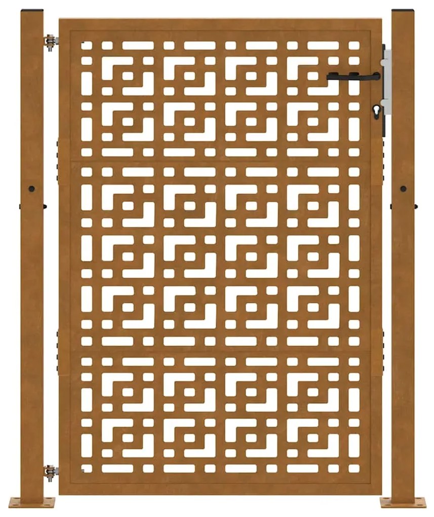 vidaXL Πύλη κήπου 105x130 cm Σταυρός σχεδιασμού από διαβρωμένο χάλυβα