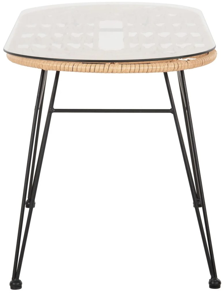 ΤΡΑΠΕΖΙ ΟΒΑΛ ΧΑΜΗΛΟ ALLEGRA ΜΠΕΖ WICKER-ΜΑΥΡΟ ΜΕΤΑΛΛΟ 100x45x51,5Υεκ.