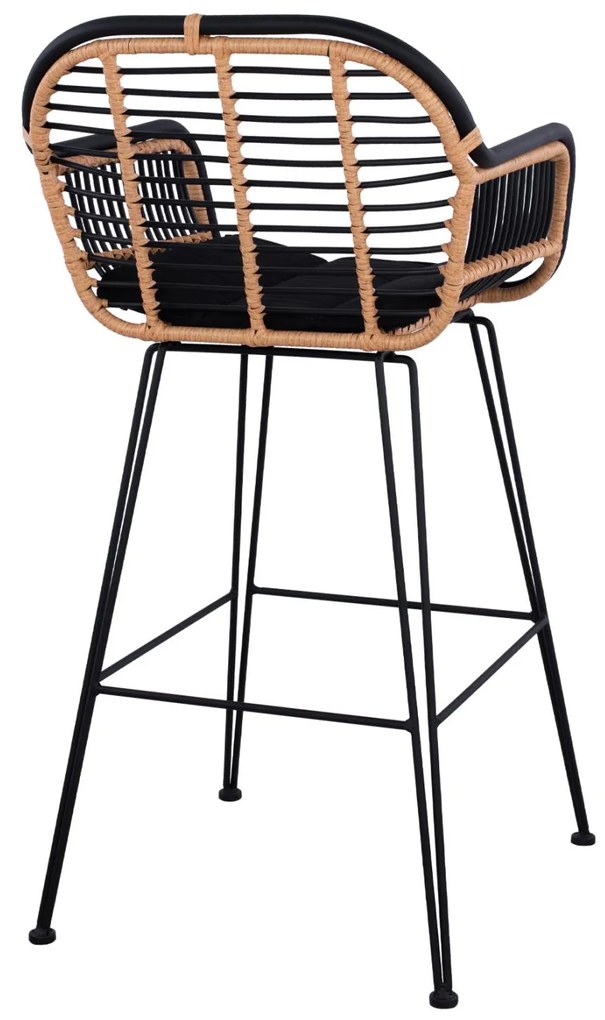 Σκαμπό Μπαρ ALLEGRA C5690 Μεταλλικό με Μαύρο - Μπέζ Wicker 55x60x109Υ εκ. 55x60x109 εκ.