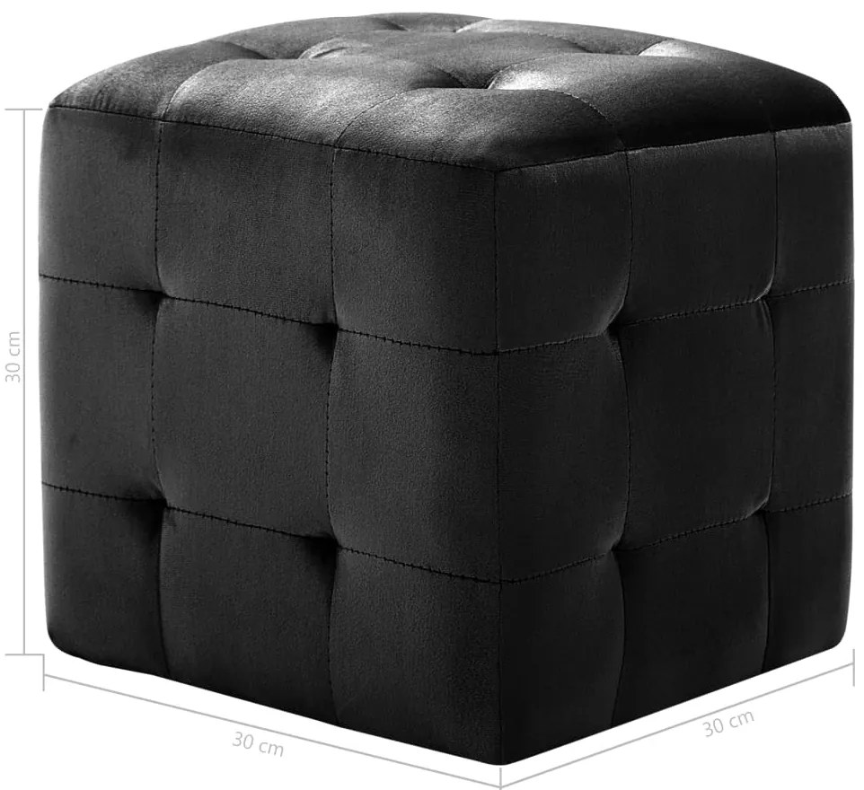 vidaXL Κομοδίνα/Σκαμπό 2 τεμ. Μαύρα 30x30x30 εκ. από Βελούδινο Ύφασμα