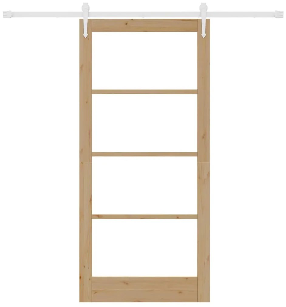 vidaXL Ολισθητή Πόρτα Χειροκίνητος Καφέ 93 x 202 cm Ξύλο και μέταλλο