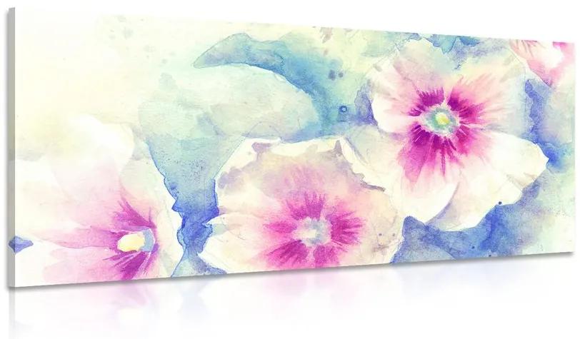 Εικόνα λουλούδια σε ροζ ακουαρέλες - 120x60