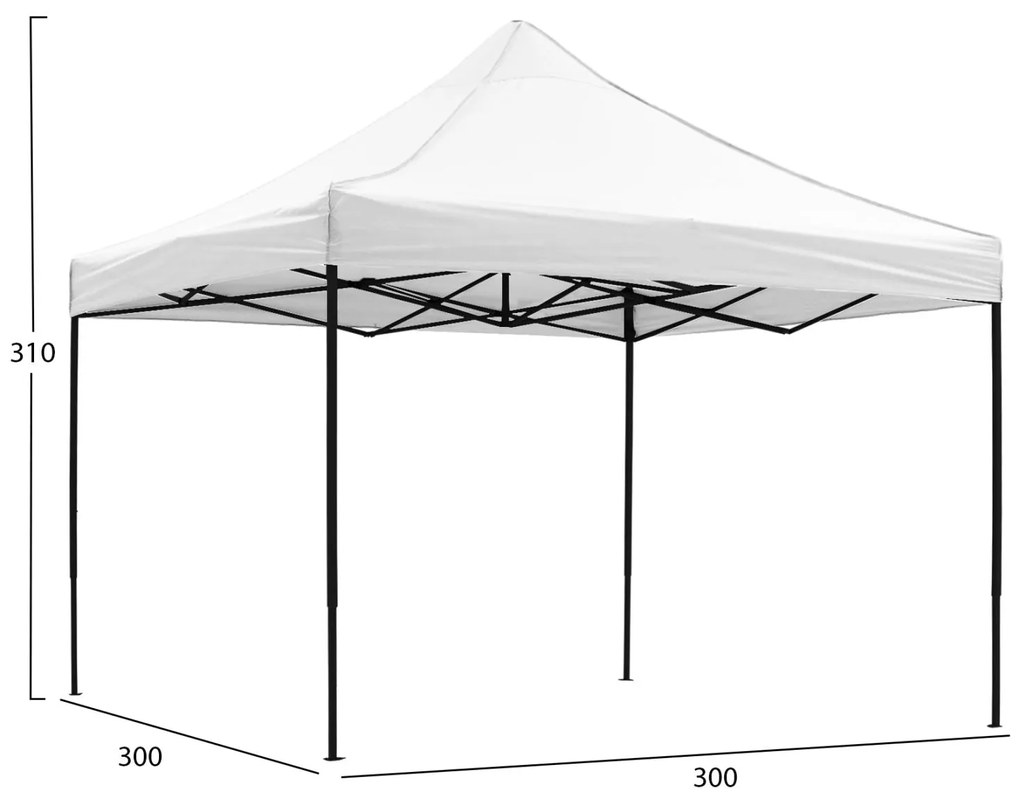 Κιόσκι Gazebo MATTHEW C6310 Πτυσσόμενο Μαύρο Μεταλλικό &amp; Λευκό Ύφασμα 3x3x3,10Yμ.