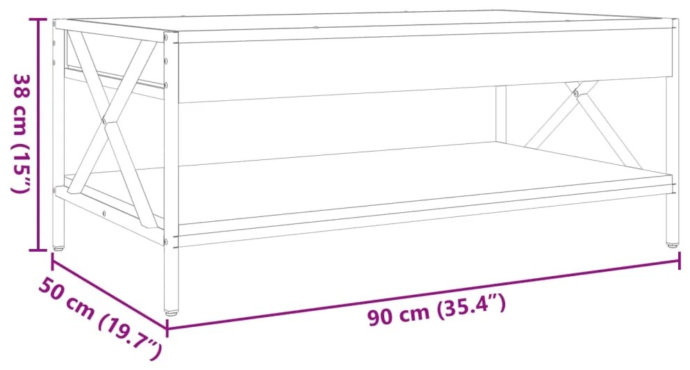 Τραπεζάκι Σαλονιού Άπειρο Φως LED Καφέ Δρυς 90x50x38 εκ. - Καφέ