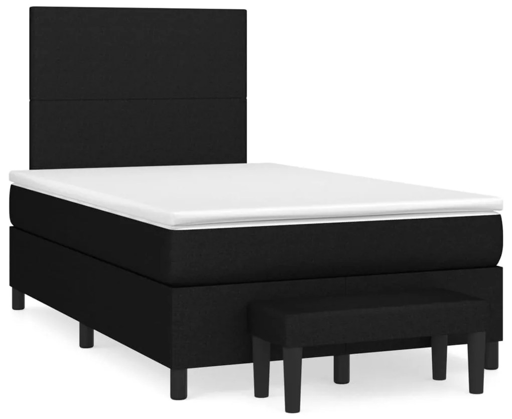 vidaXL Κρεβάτι Boxspring με Στρώμα Μαύρο 120x190 εκ. Υφασμάτινο