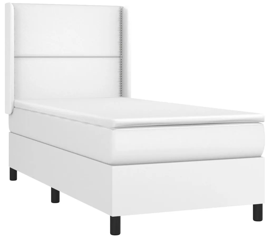 vidaXL Κρεβάτι Boxspring με Στρώμα & LED Λευκό 80x200 εκ. Συνθ. Δέρμα