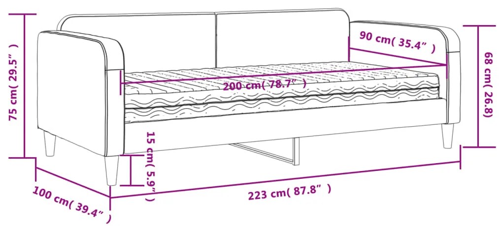 ΚΑΝΑΠΕΣ ΚΡΕΒΑΤΙ ΜΕ ΣΤΡΩΜΑ TAUPE 90 X 200 ΕΚ. ΥΦΑΣΜΑΤΙΝΟ 3196801