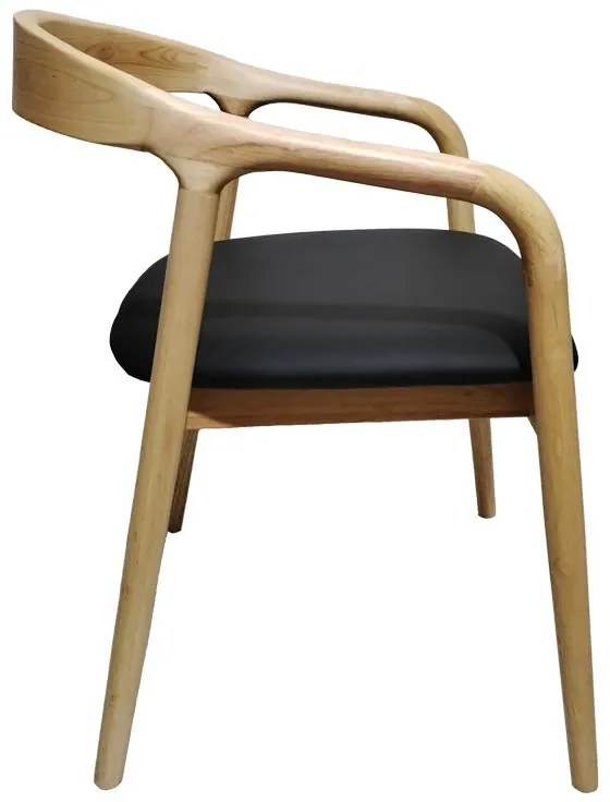Καρέκλα - Πολυθρόνα Hogie rubberwood σε φυσικό με μαύρο pu μαξιλάρι 61x60x76εκ 2αδα 61x60x76 εκ.