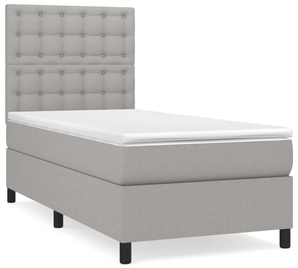 vidaXL Κρεβάτι Boxspring με Στρώμα Ανοιχτό Γκρι 80x200 εκ. Υφασμάτινο