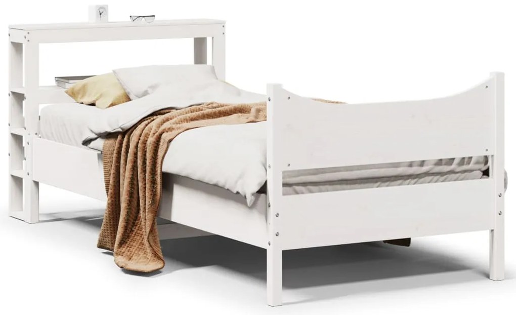 vidaXL Πλαίσιο Κρεβατιού Κεφαλάρι Λευκό 75x190εκ. Μασίφ Πεύκο