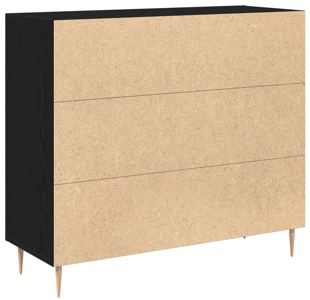 vidaXL Μαύρος Μπουφές Δρυς 90x34x80 εκ. Φτιαγμένος από ξύλο