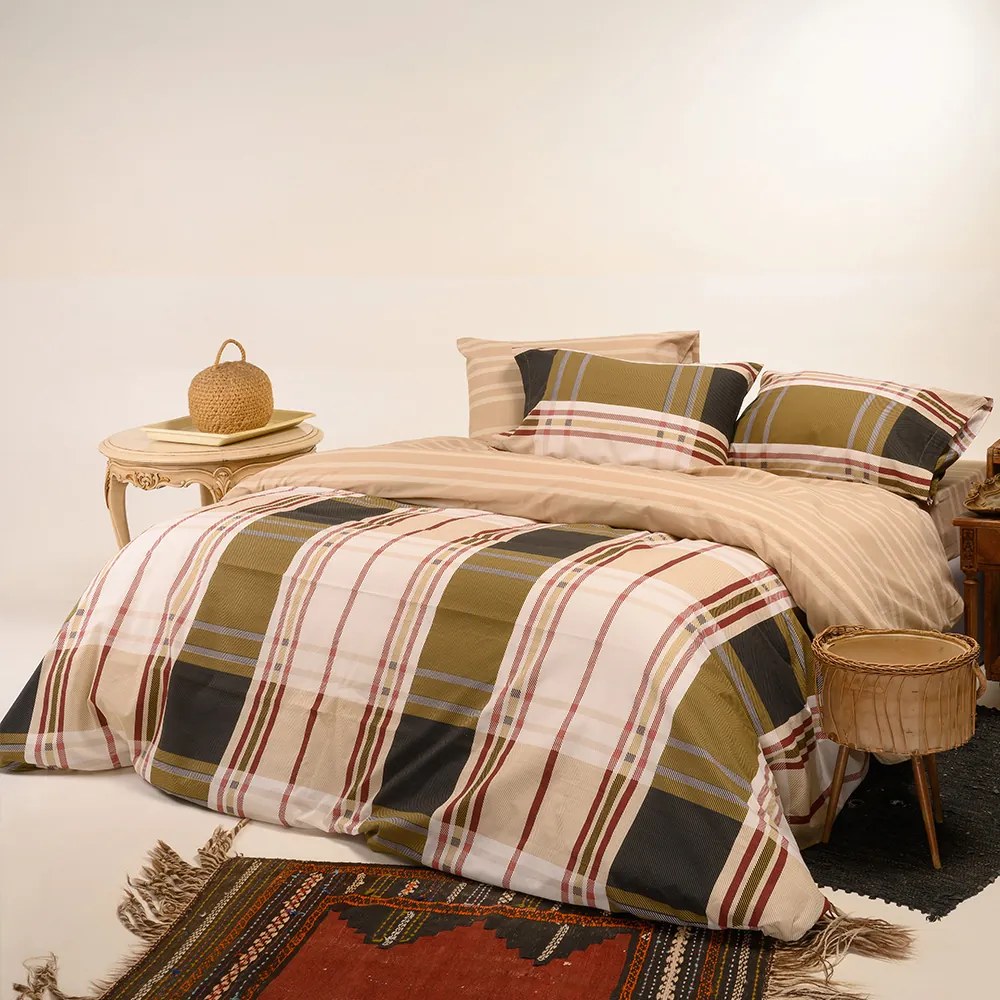 Σεντόνια King Size (Σετ) Melinen Ultra Line Henry Beige Μπεζ,Καφέ ΜΕ ΛΑΣΤΙΧΟ 180x200+32