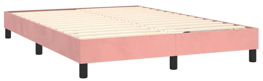 vidaXL Κρεβάτι Boxspring με Στρώμα Ροζ 140x200 εκ. Βελούδινο