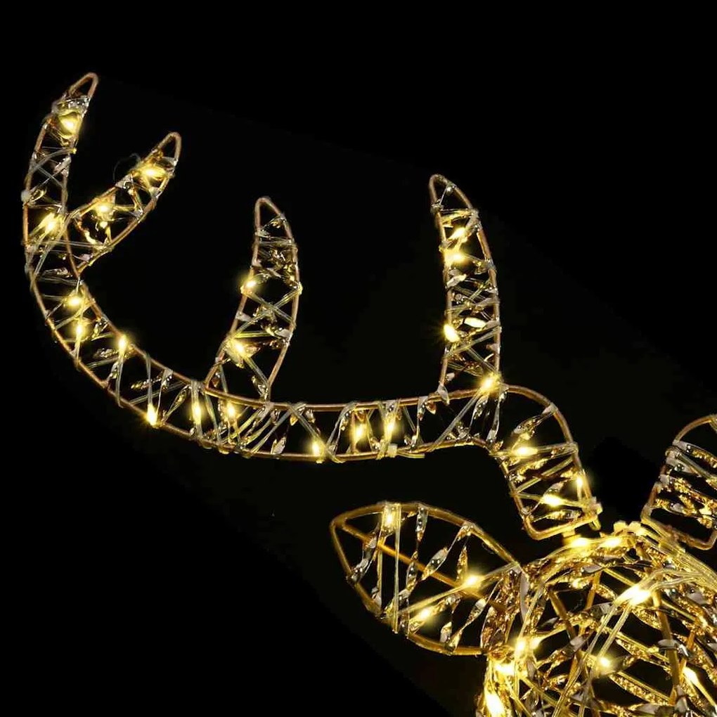 vidaXL Έλκηθρο με Ελάφια με 140 LED Θερμό λευκό 60 cm Ρατάν