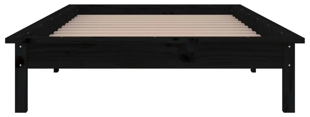 vidaXL Πλαίσιο Κρεβατιού με LED Μαύρο 100 x 200 εκ. από Μασίφ Ξύλο