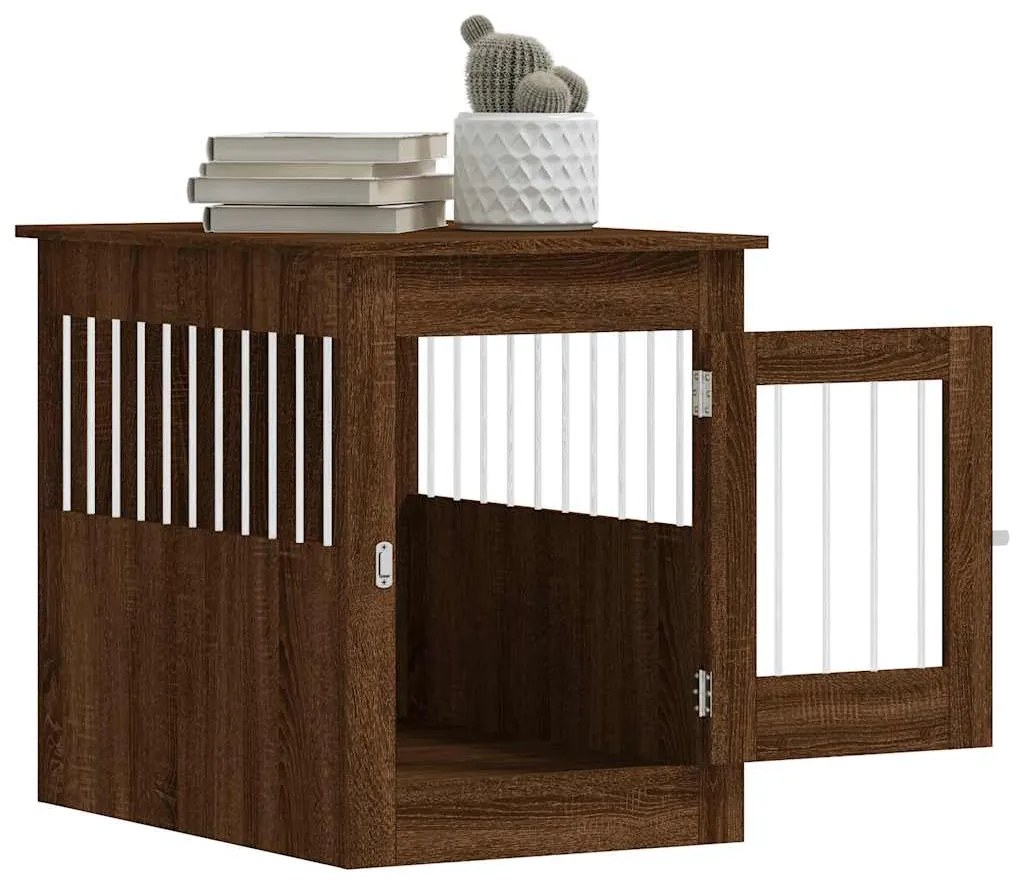vidaXL Κλουβί Σκύλου Καφέ Δρυς 55x80x68 εκ. από Επεξεργ. Ξύλο