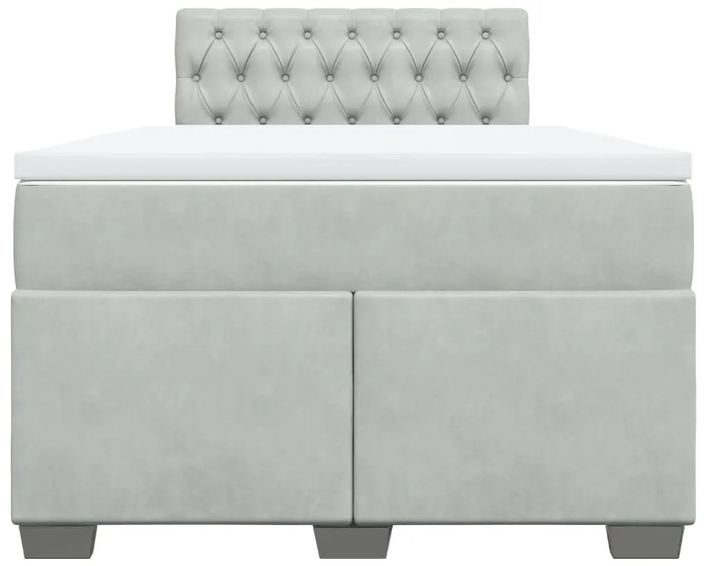 vidaXL Κρεβάτι Boxspring με Στρώμα Ανοιχτό Γκρι 120x190 εκ. Βελούδινο