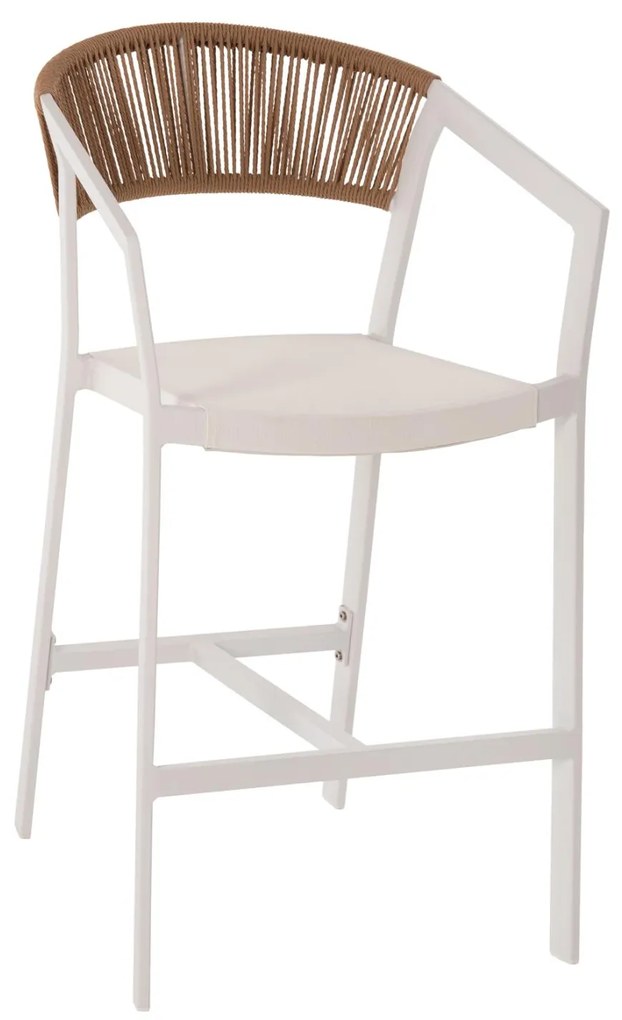 ΣΚΑΜΠΟ ΑΛΟΥΜΙΝΙΟΥ  ΜΕΣΑΙΟΥ ΥΨΟΥΣ RATTAN &amp; TEXTLINE ΛΕΥΚΟ ΜΠΕΖ 55x56,5x99 55x56.5x99 εκ.