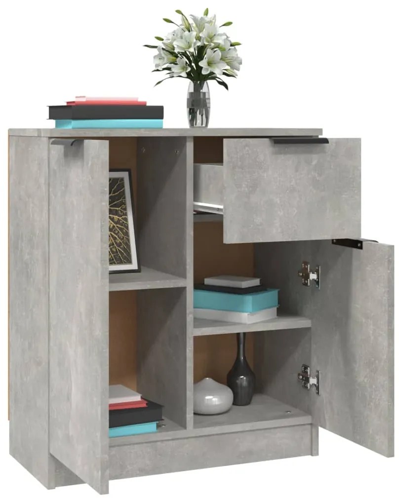 vidaXL Ντουλάπια 2 τεμ. Γκρι Σκυροδέματος 60x30x70 εκ. Επεξεργ. Ξύλο