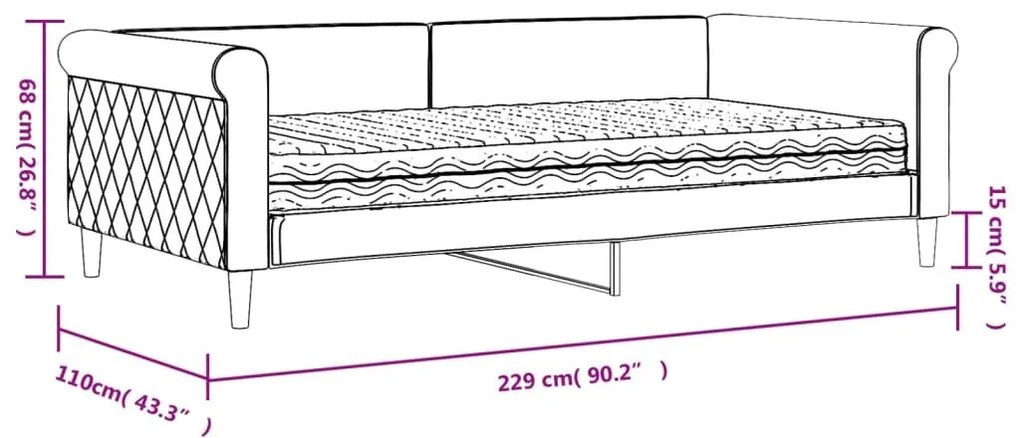 Καναπέ Κρεβάτι με Στρώμα Ροζ 100 x 200 εκ. Βελούδινος - Ροζ