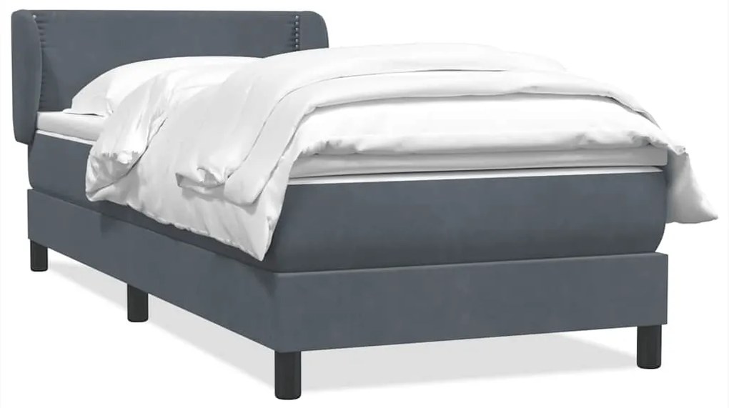 vidaXL Κρεβάτι Boxspring με Στρώμα Σκούρο Γκρι 80x220 εκ. Βελούδινο