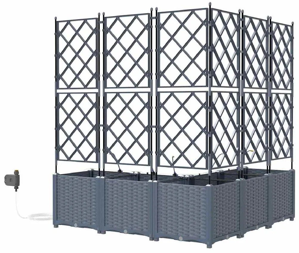 vidaXL Ζαρντινιέρες κήπου Ανοιχτό γκρι 120 x 120 x 142 cm Ατσάλι